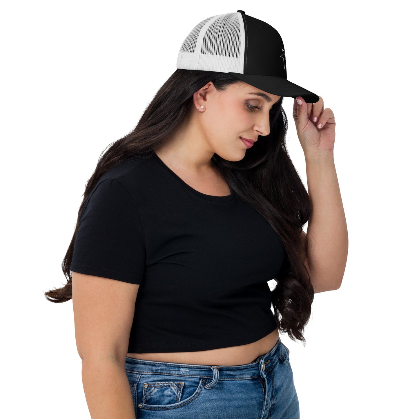 TRAP T Outline Trucker Cap - BLACK/WHITE